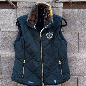 Vintage Green Horze Crescendo Equestrian Carolina Ladies Padded Vest Gilet Small